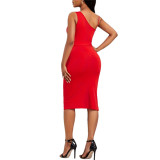 Solid Color Sequin Midi Dress GYOU-CX420