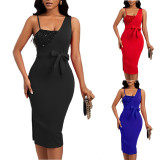 Solid Color Sequin Midi Dress GYOU-CX420
