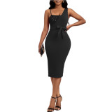 Solid Color Sequin Midi Dress GYOU-CX420