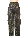 Print Multi-pockets Loose Casual Pants SH-391446