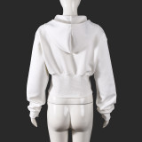 Solid Color Zipper Hooded Sweatshirt Coats GNZD-32694TBY