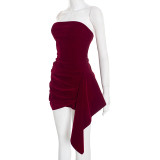 Solid Color Velour Tube Top Dress GSZM-D25DS505