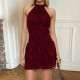 Sleeveless Backless Halterneck Mini Dress GWEN-JWKD46330