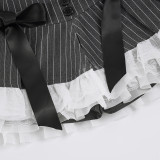 Bow-tie Patchwork Contrast Color Stripe Mini Skirt GWEN-JWJD45392