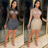 Hot Drill See Through Club Dress BY-5890