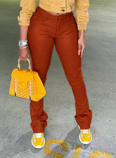 Solid Color Multi-pockets Micro Flare Pants OMY-11069