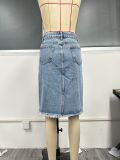 Fashion High Waist Washed Split Skirt GYXN-30933