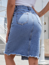 Fashion High Waist Washed Split Skirt GYXN-30933