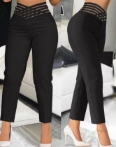 Hollow Out Solid Color Pencil Pants GJMF-97761