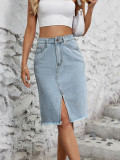 Fashion High Waist Washed Split Skirt GYXN-30933