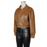 PU Leather Loose Zipper Jackets ZSD-0774