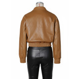PU Leather Loose Zipper Jackets ZSD-0774