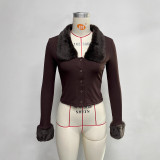 Retro Fur Collar Long Sleeve Top GZJF-2645