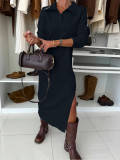 Solid Color Long Sleeve Maxi Dress ZDF-33500
