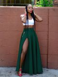 Solid Color High Split Long Skirt ZDF-33103