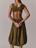 Fashion Sleeveless Zipper Long Dress ZDF-33113