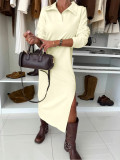 Solid Color Long Sleeve Maxi Dress ZDF-33500