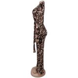 Leopard Print V Neck Jumpsuit BY-7586