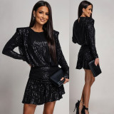 Long Sleeve Sequin Mini Dress CYA-902197