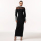 Long Sleeve Hot Drill Slim Maxi Dress BY-7592