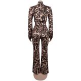Leopard Print V Neck Jumpsuit BY-7586