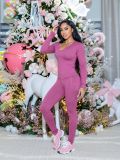 Solid Color Yoga Tight Loungewear Sport Pant Suit CM-9545