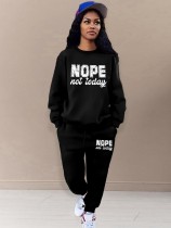Letter Print Long Sleeve Sweatshirt Two Piece Pants Set SH-390909