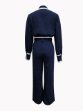Long Sleeve Solid Color Shirt Two Piece Pants Set OMY-12011
