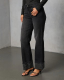 Hot Drill Washed Straight Jeans GYAN-89328
