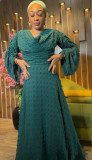 Long Sleeve Ruched Solid Color Maxi Dress NY-11237