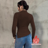 Solid Color Half-high Collar Pleated Tops GZJF-2649