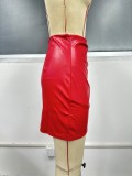 PU Leather Slim Irregular Skirts GYXN-9148
