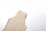 Solid Color Mesh Patchwork Sleeveless Maxi Dress GSLF-K25D86497