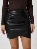 PU Leather Slim Irregular Skirts GYXN-9148
