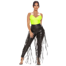 Casual Tie Up PU Leather Pants GYOM-K8707