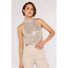 Plus Size Sleeveless Sequin Slim Tops GYOM-8918