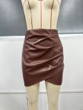 PU Leather Slim Irregular Skirts GYXN-9148