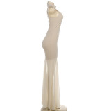 Solid Color Mesh Patchwork Sleeveless Maxi Dress GSLF-K25D86497