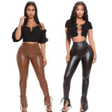 PU Leather Split Micro Flare Pants GYOM-k8705