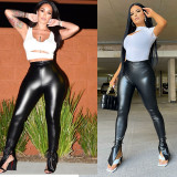 PU Leather Split Micro Flare Pants GYOM-k8705