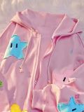 Zipper Embroidered Cartoon Pullover Hoodie YWXS-XS-124
