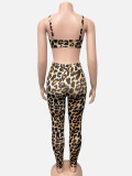 Leopard Print Wrap Chest Sling Two Piece Pants Set GQNF-Y00347SC