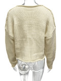 Solid Color Knits Pullover Sweater GQNF-Y00274TM