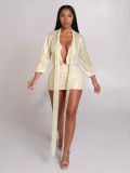 Deep V Neck Solid Color Mini Dress GQNF-Y00342DC