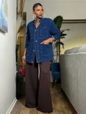 Plus Size Fashion Loose Long Sleeve Denim Coat GYLN-4903