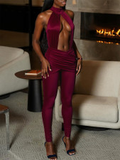 Sexy Backless Solid Color Ruched Jumpsuit GQNF-Y00442QC