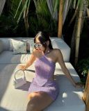 Backless Halterneck Knits Top Two Piece Skirts Set GQNF-F00129SM