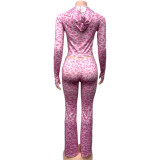 Fashion Print Zipper Two Piece Pants Set GQNF-Y00257SC