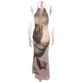 Shell-Printed Sleeveless Maxi Dress GQNF-Y00116DC