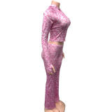 Fashion Print Zipper Two Piece Pants Set GQNF-Y00257SC